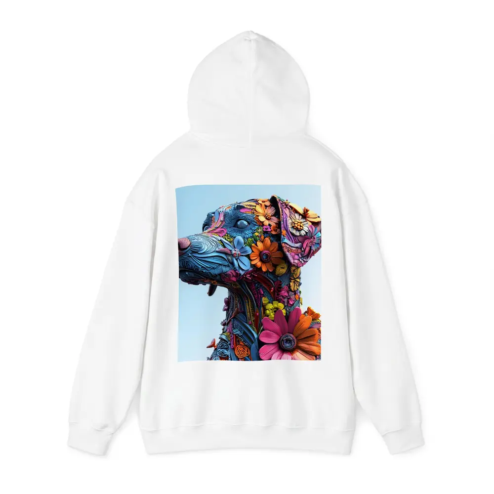 Floral Dog Sculpture Blue Sky Background – Hoodies