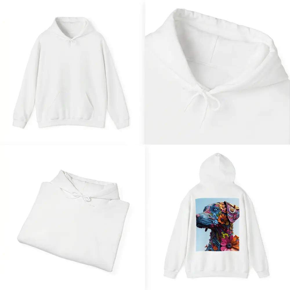 Floral Dog Sculpture Blue Sky Background – Hoodies