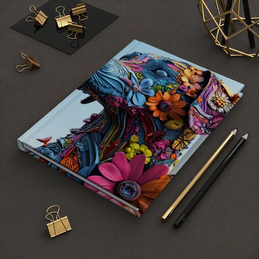 Floral Dog Sculpture Blue Sky Background – Notebooks