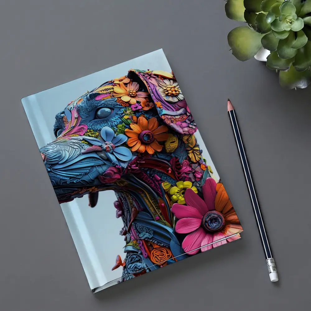 Floral Dog Sculpture Blue Sky Background – Notebooks