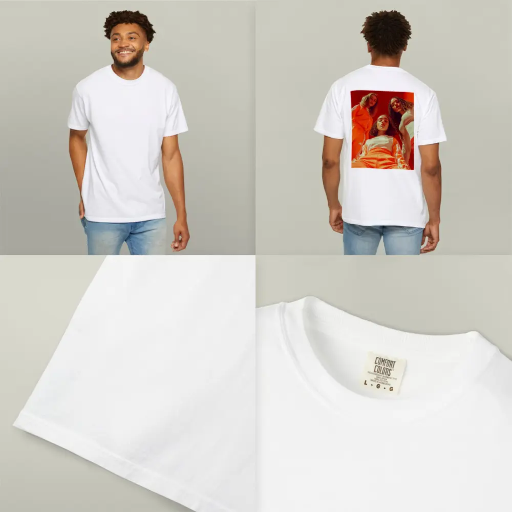 Three Women Orange Adidas Sportswear Red Background – T-Shirts