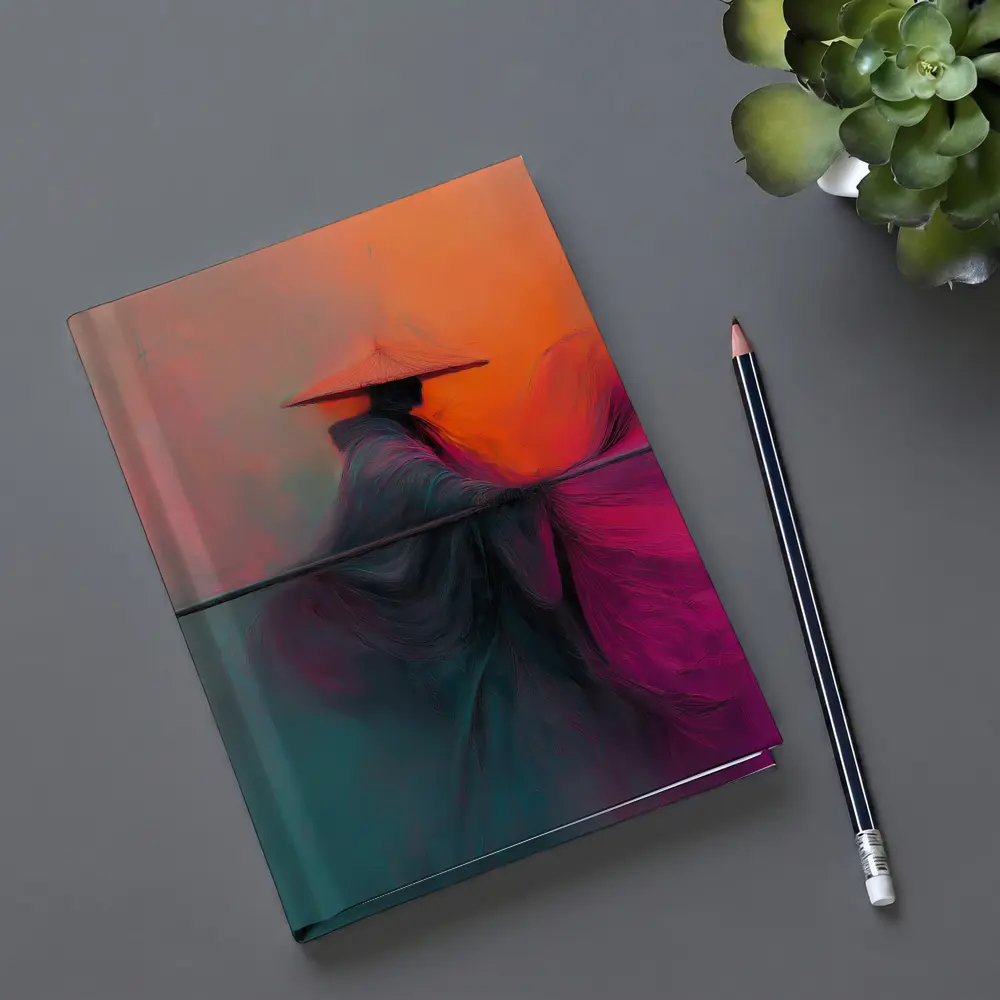 Samurai Warrior Abstract Painting Orange Background – Notebooks