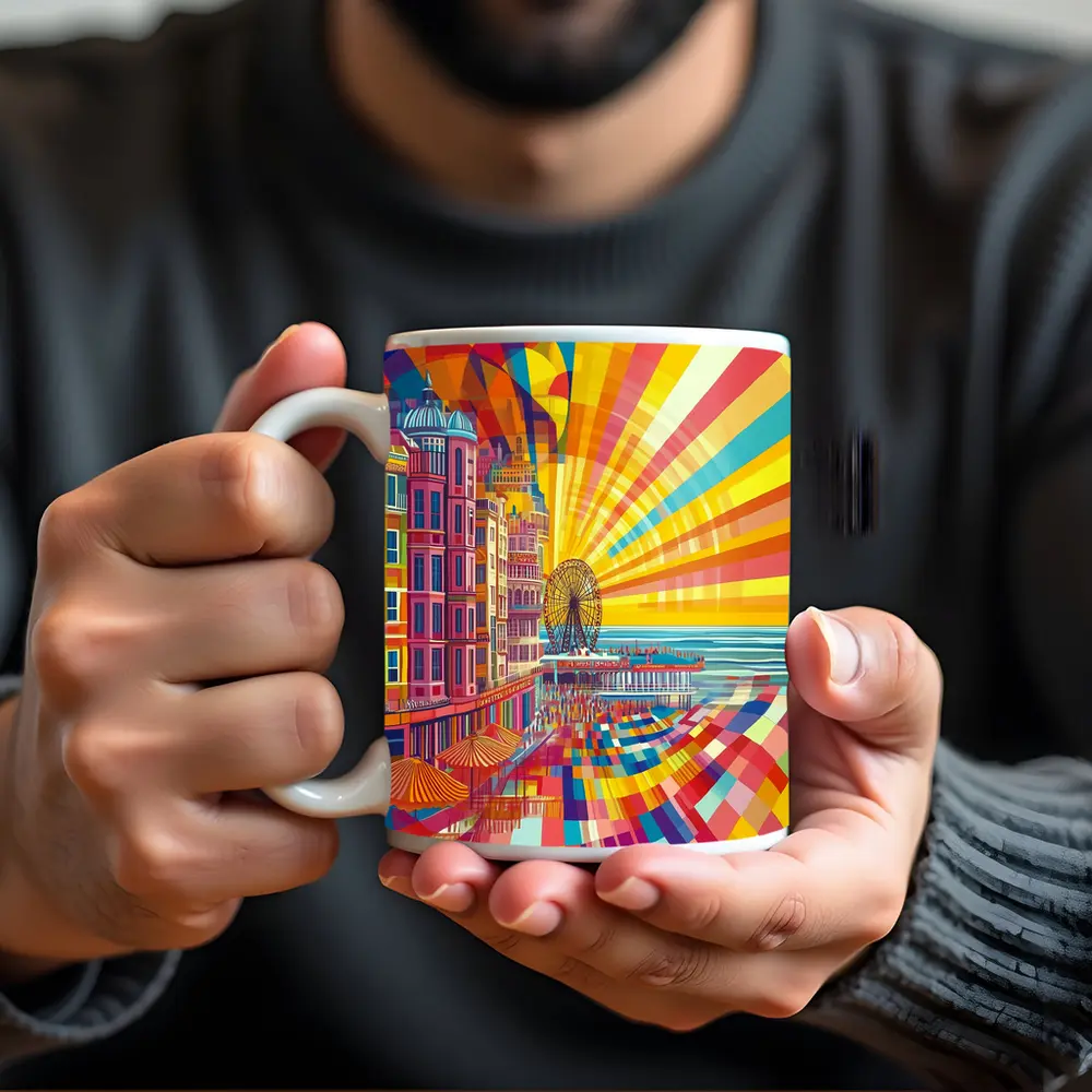Brighton Pier Pop Art Colorful Seaside – Mugs