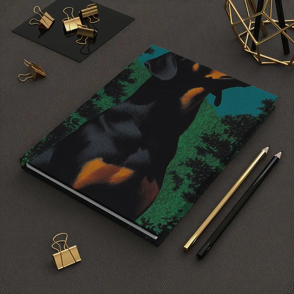 Doberman Pinscher Gazing at Night Sky – Notebooks