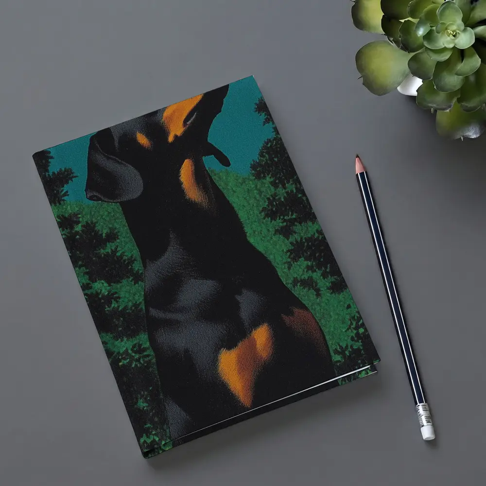 Doberman Pinscher Gazing at Night Sky – Notebooks