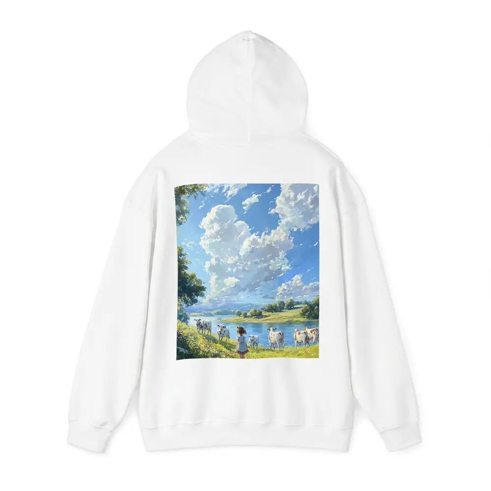Anime Girl With Cows By River – Hoodies