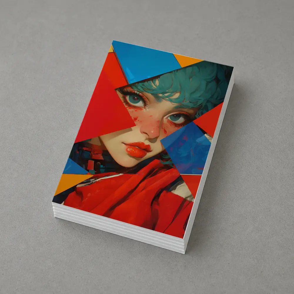 Teal Hair Girl Geometric Abstract Pop Art – Postcards