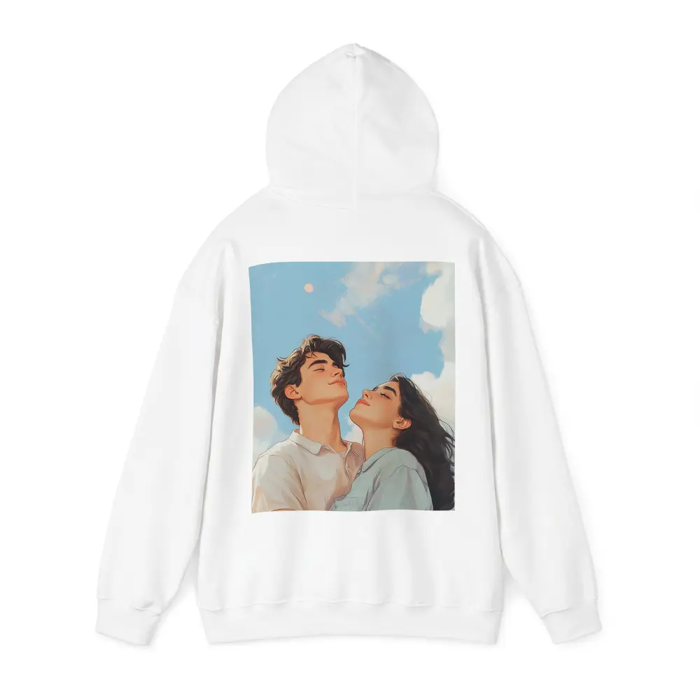 Young Couple Looking Up Blue Sky – Hoodies