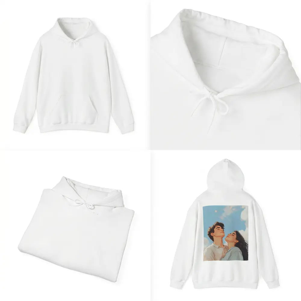 Young Couple Looking Up Blue Sky – Hoodies