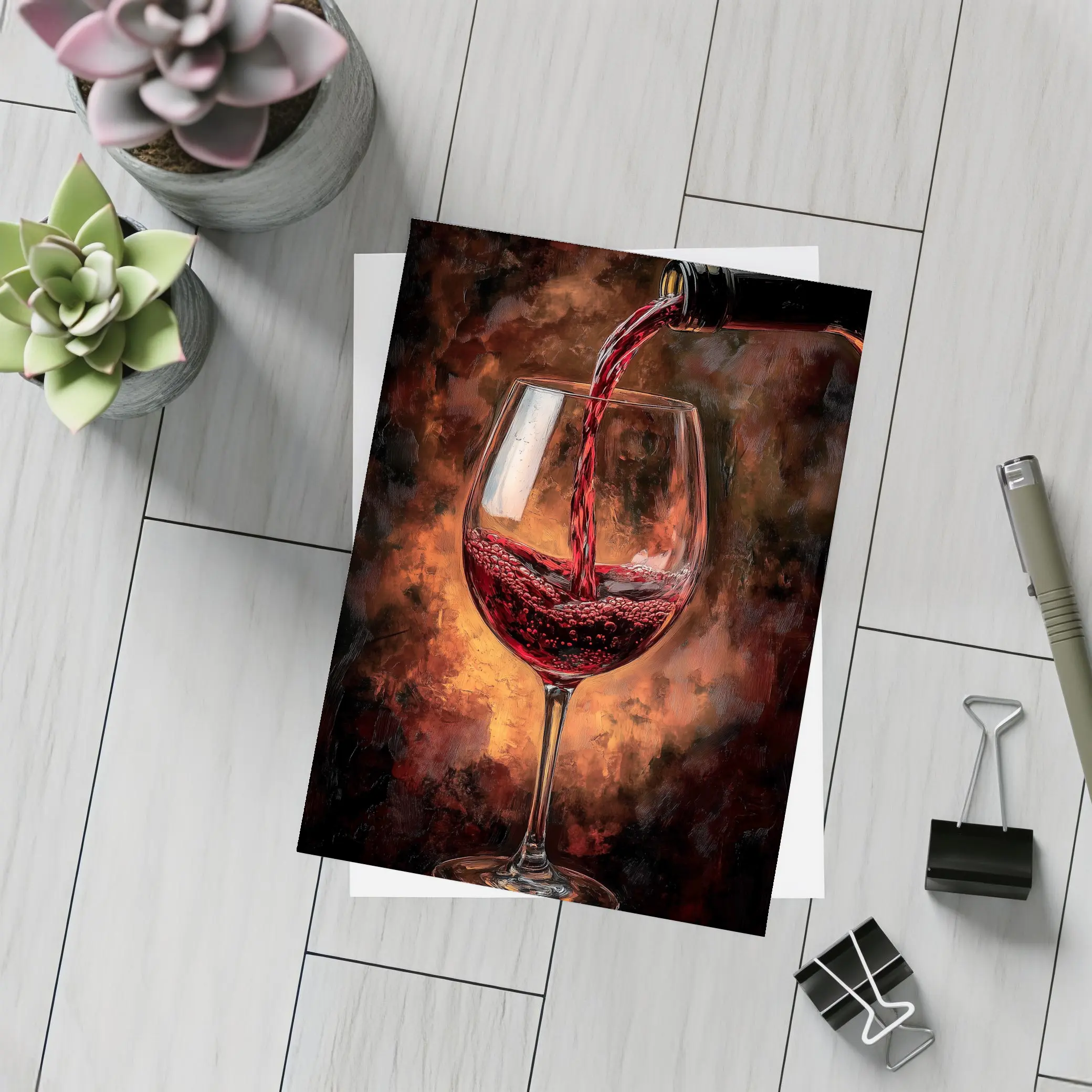 Red Wine Pouring Into Glass Dark Background – Postcards