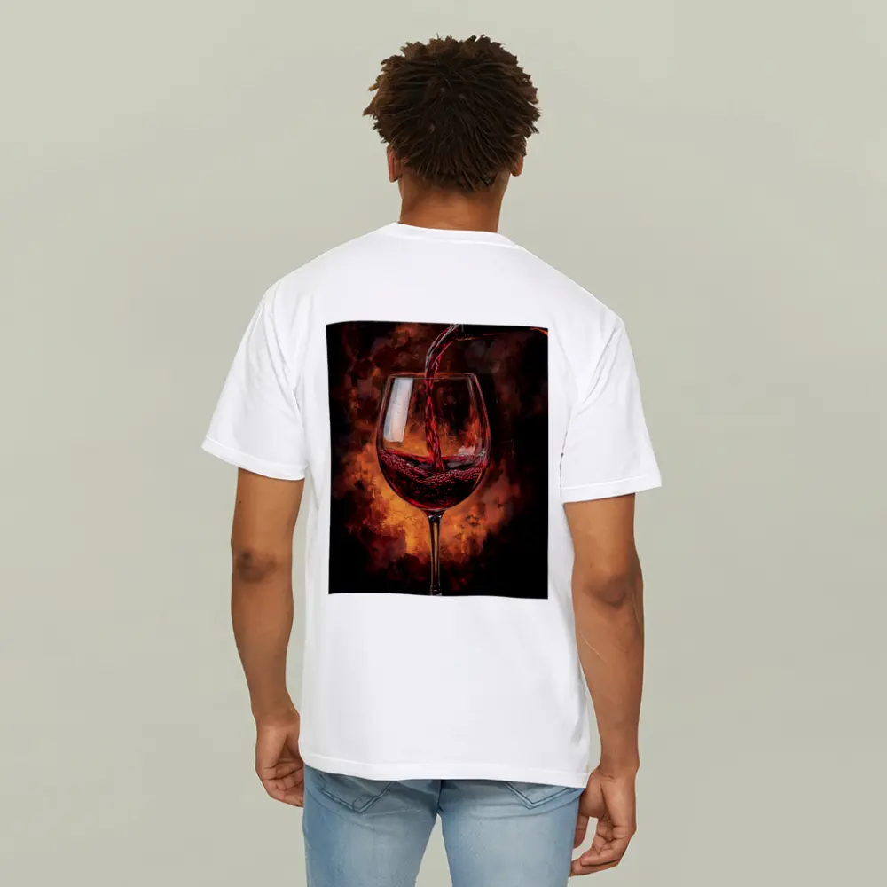 Red Wine Pouring Into Glass Dark Background – T-Shirts
