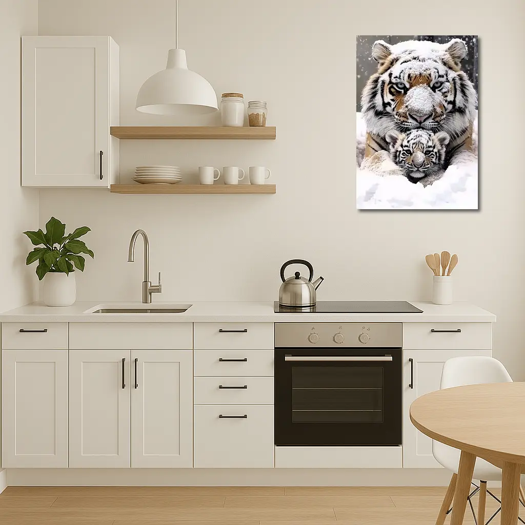 Tiger Mother And Cub In Snow – Wall Art