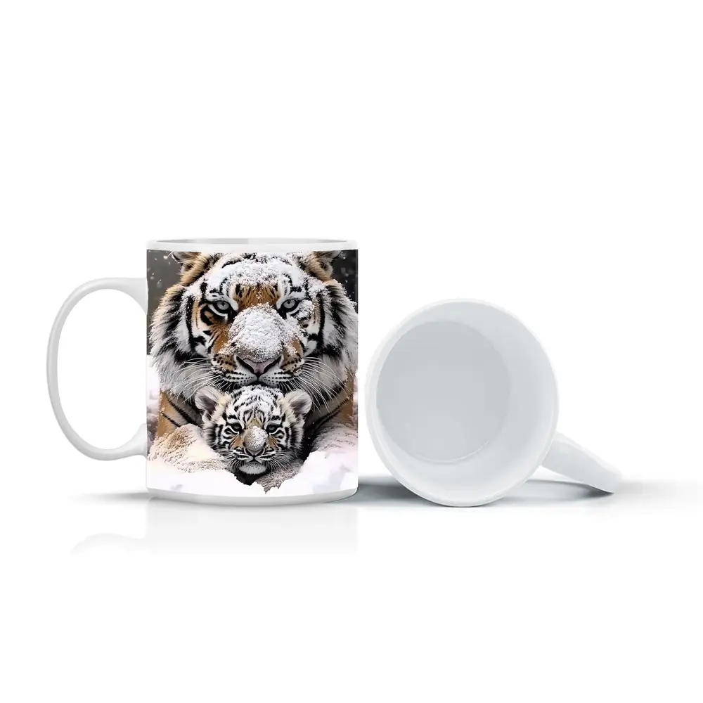 Tiger Mother And Cub In Snow – Mugs