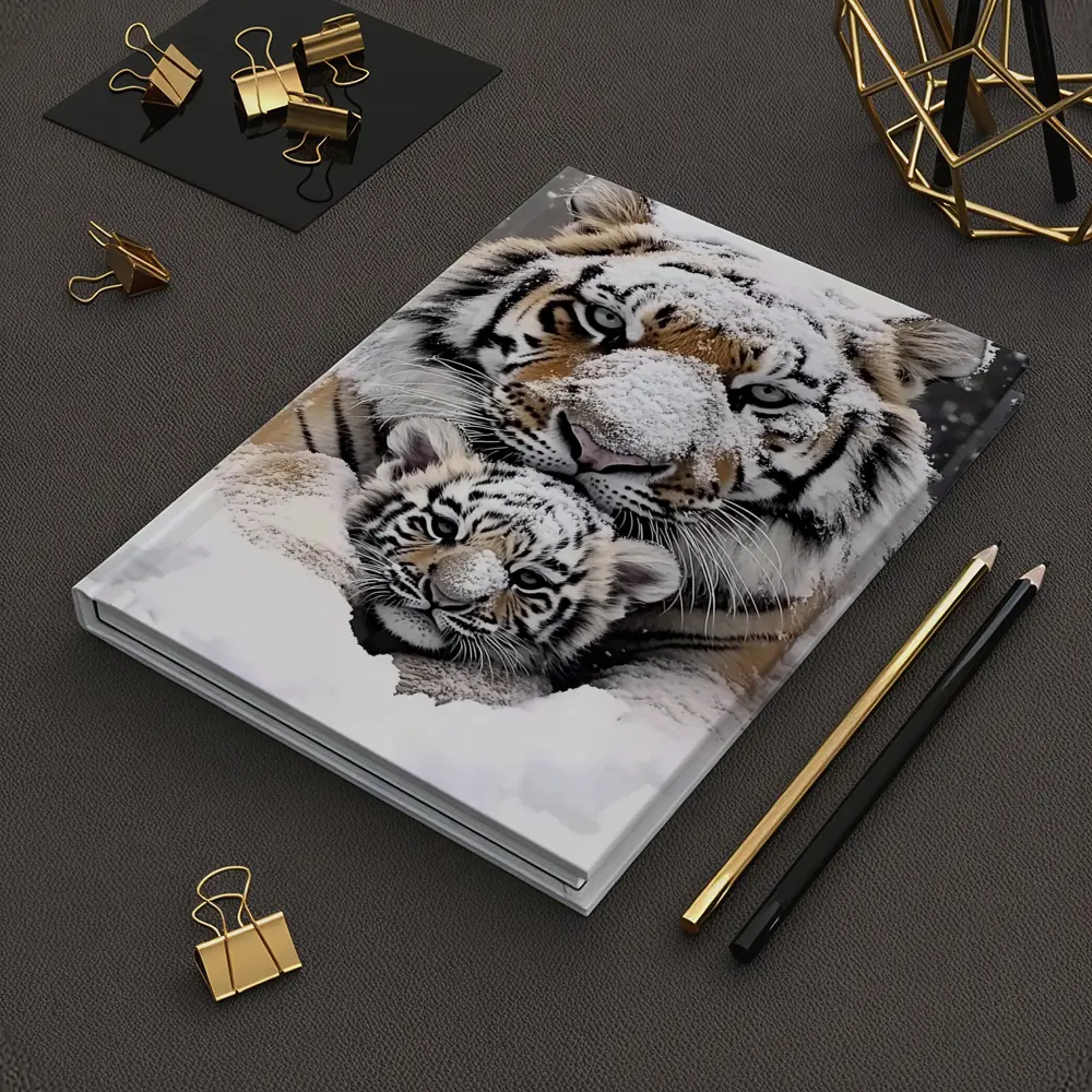 Tiger Mother And Cub In Snow – Notebooks