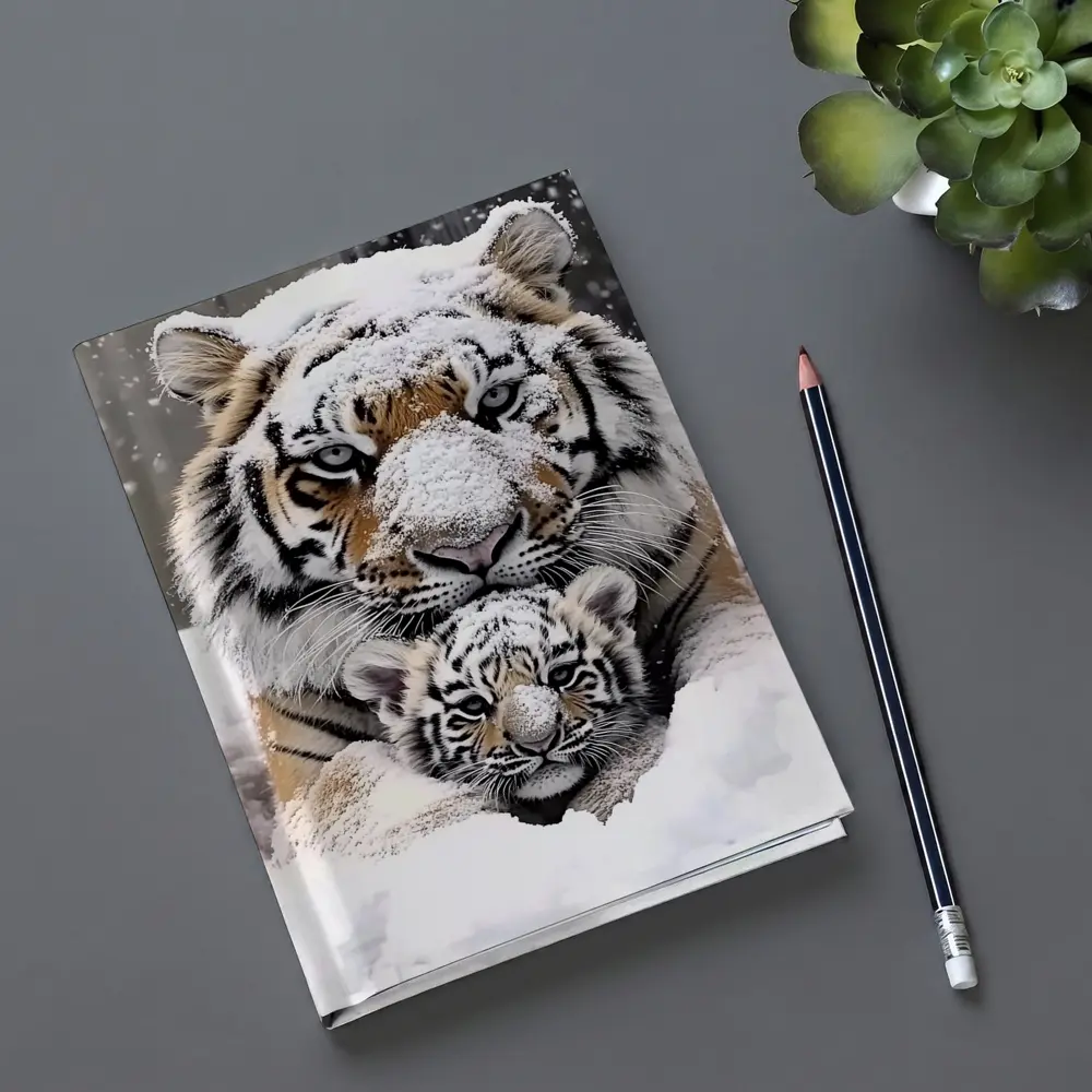 Tiger Mother And Cub In Snow – Notebooks