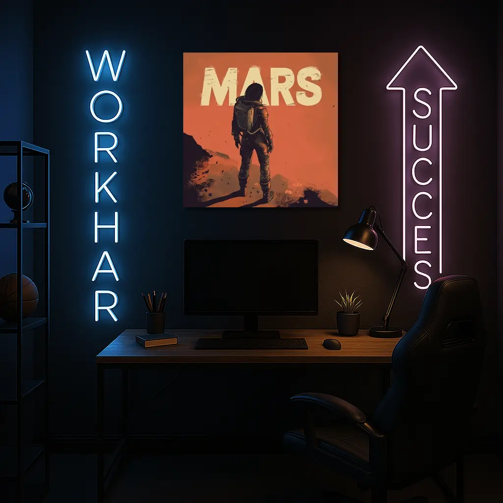 Astronaut Standing Alone On Mars Surface – Wall Art
