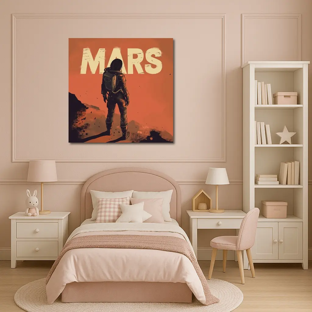 Astronaut Standing Alone On Mars Surface – Wall Art