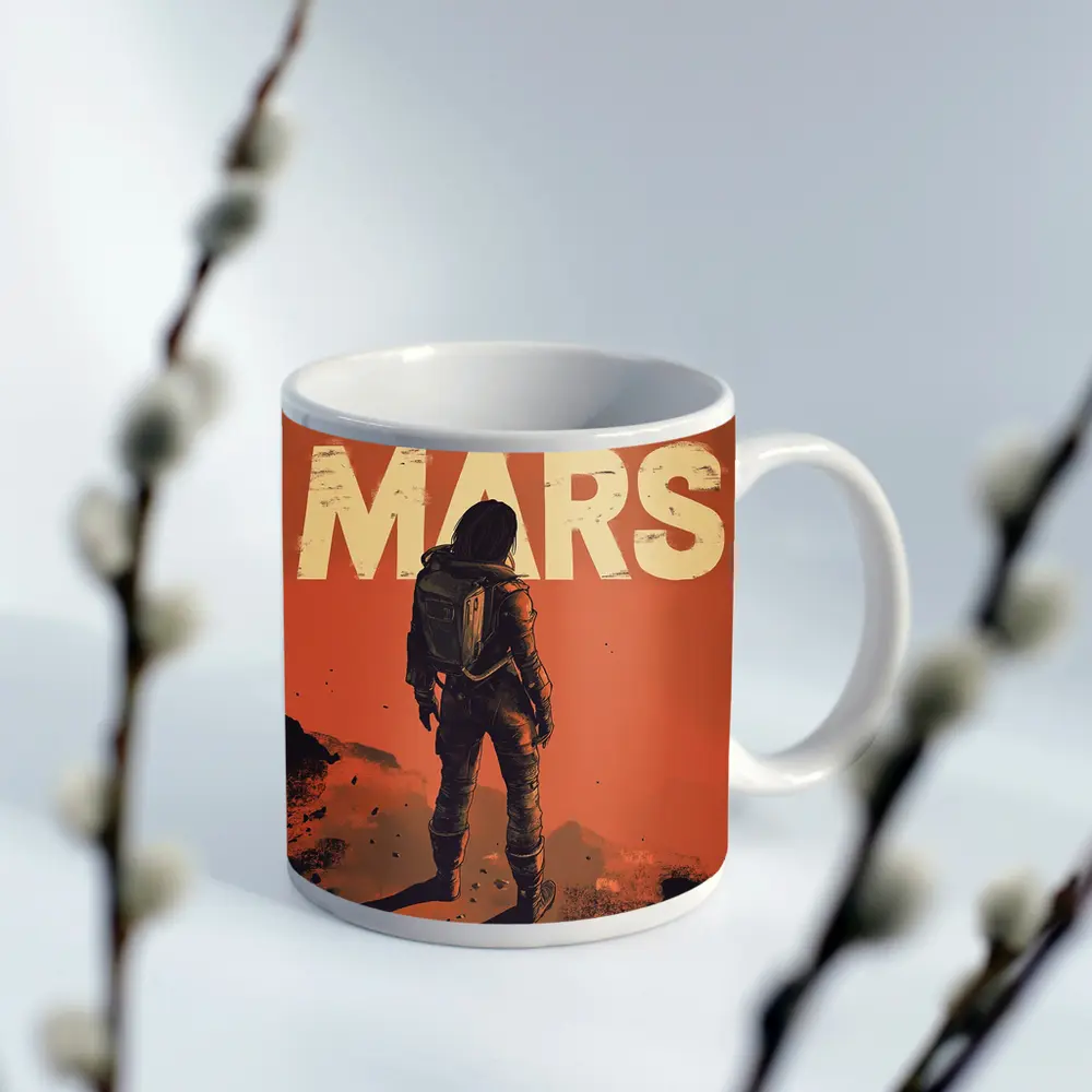 Astronaut Standing Alone On Mars Surface – Mugs