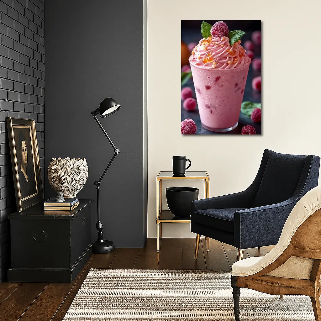 Raspberry Smoothie Cup With Whipped Cream – Wall Art