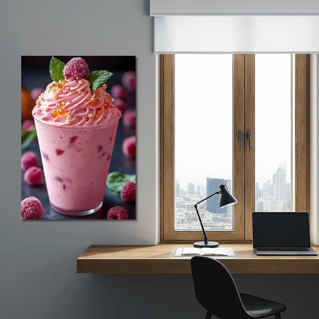 Raspberry Smoothie Cup With Whipped Cream – Wall Art
