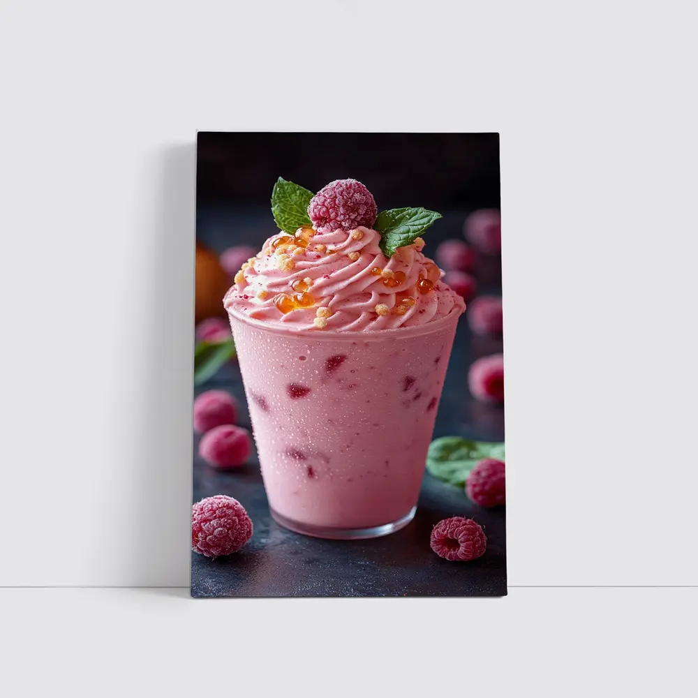 Raspberry Smoothie Cup With Whipped Cream – Wall Art