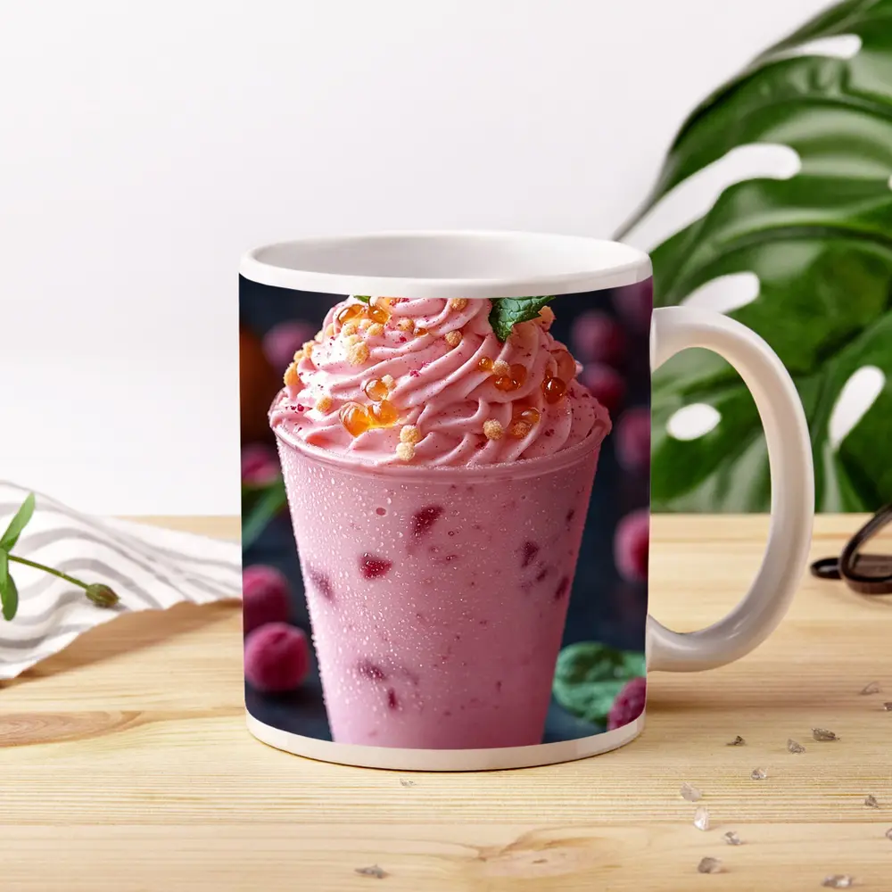 Raspberry Smoothie Cup With Whipped Cream – Mugs