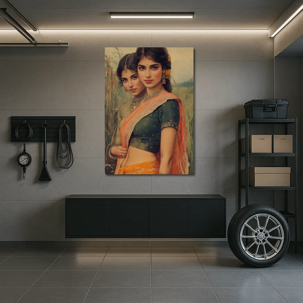 Indian Women in Sarees Field Painting – Wall Art
