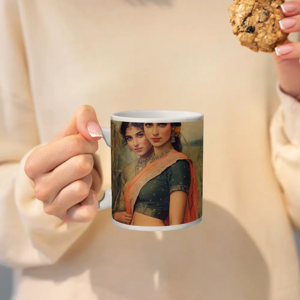 Indian Women in Sarees Field Painting – Mugs