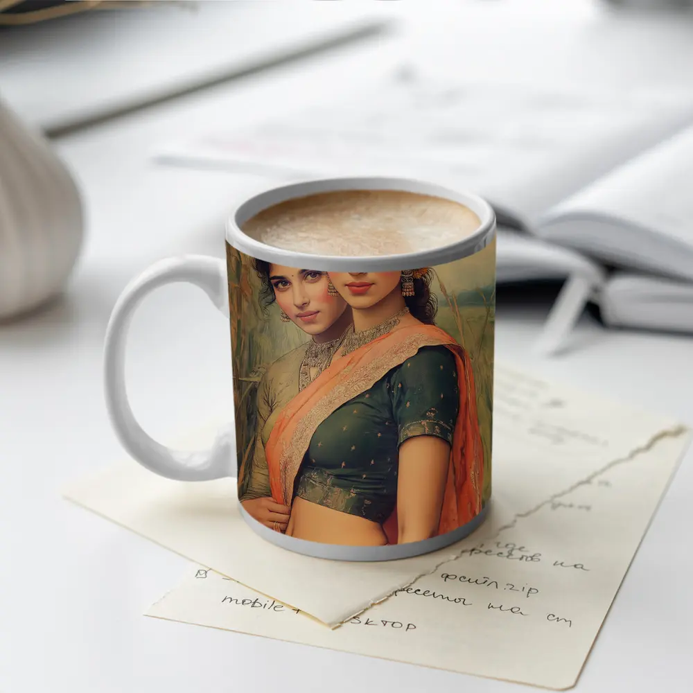 Indian Women in Sarees Field Painting – Mugs