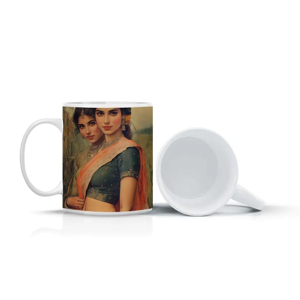 Indian Women in Sarees Field Painting – Mugs