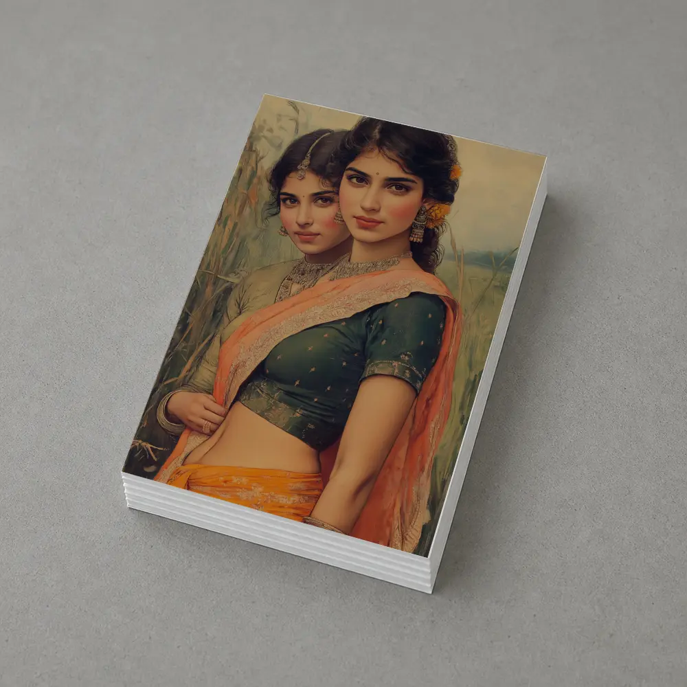 Indian Women in Sarees Field Painting – Postcards