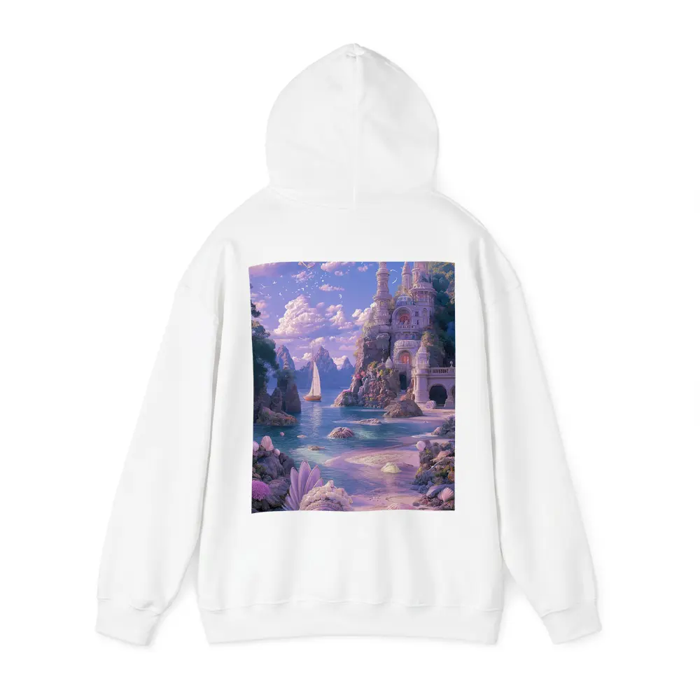 Fantasy Castle Beach Seashells Dreamy Coastal Scene – Hoodies