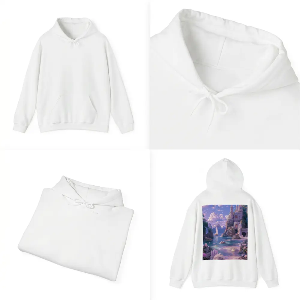 Fantasy Castle Beach Seashells Dreamy Coastal Scene – Hoodies