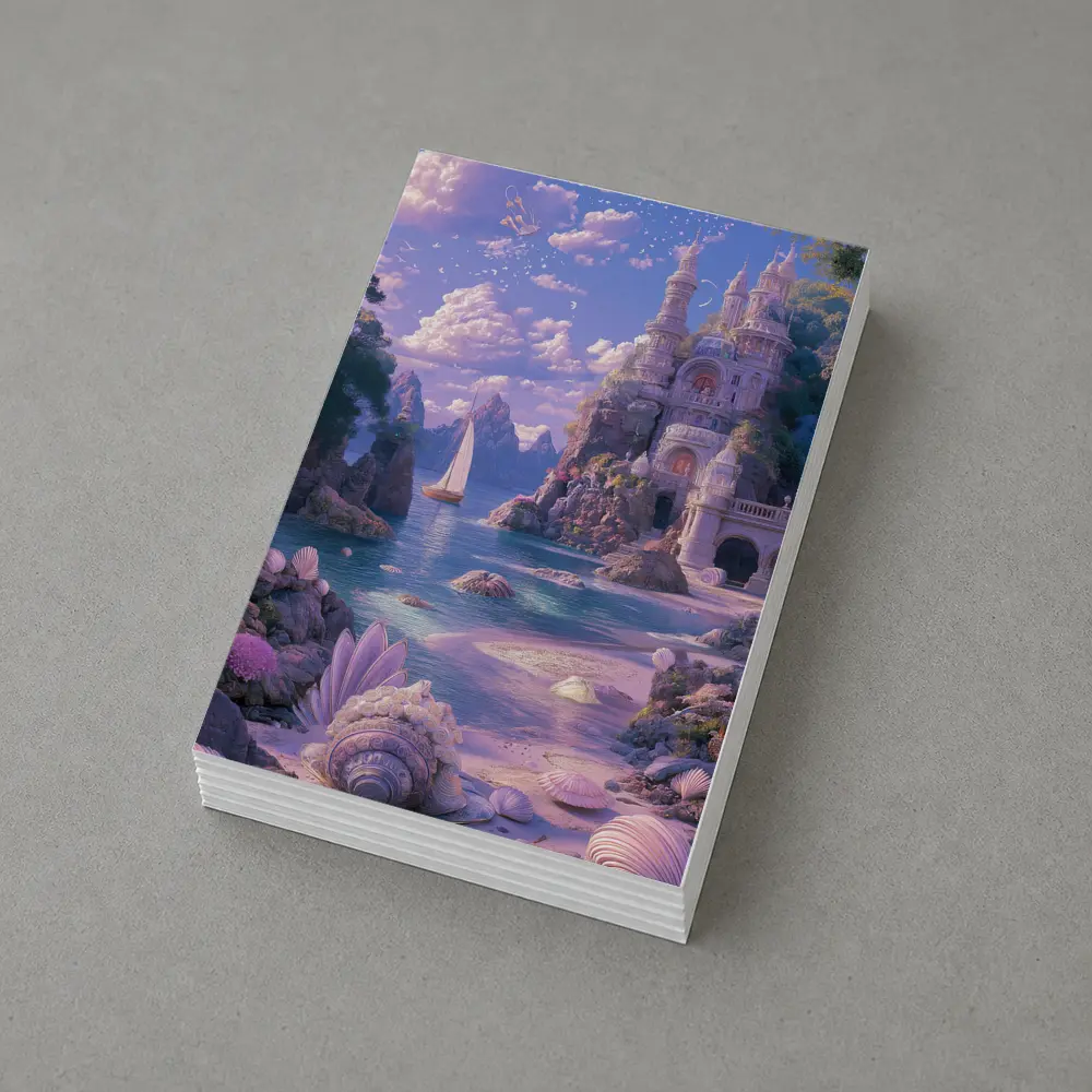 Fantasy Castle Beach Seashells Dreamy Coastal Scene – Postcards