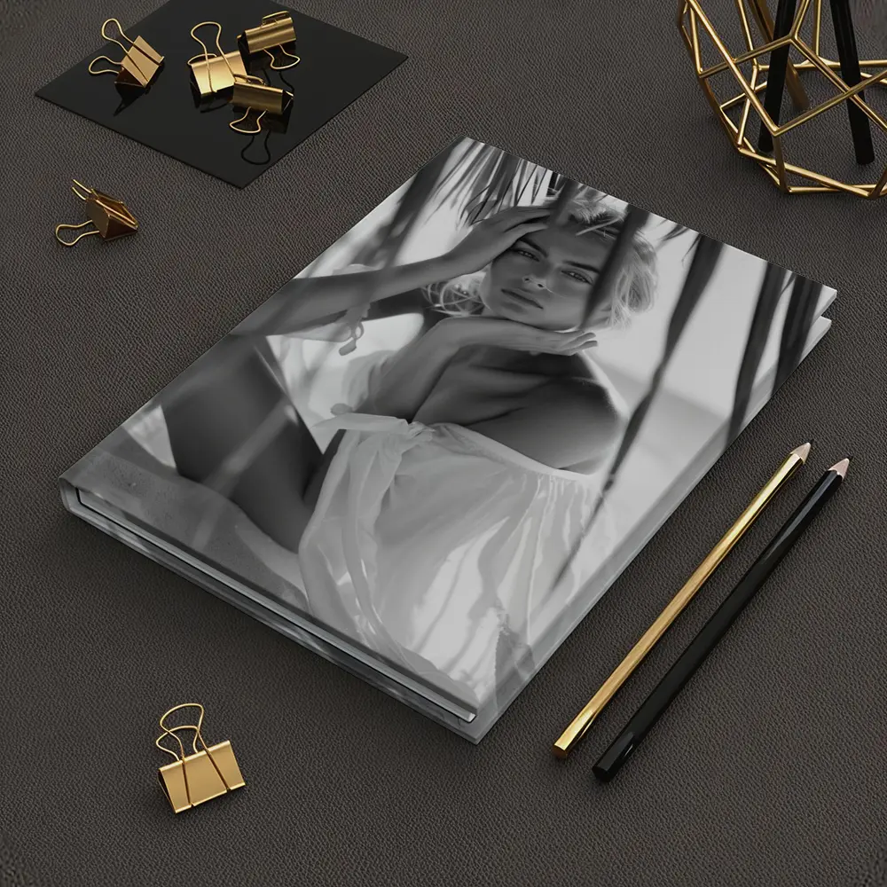 Blonde Woman Sitting Under Palm Tree Beach – Notebooks