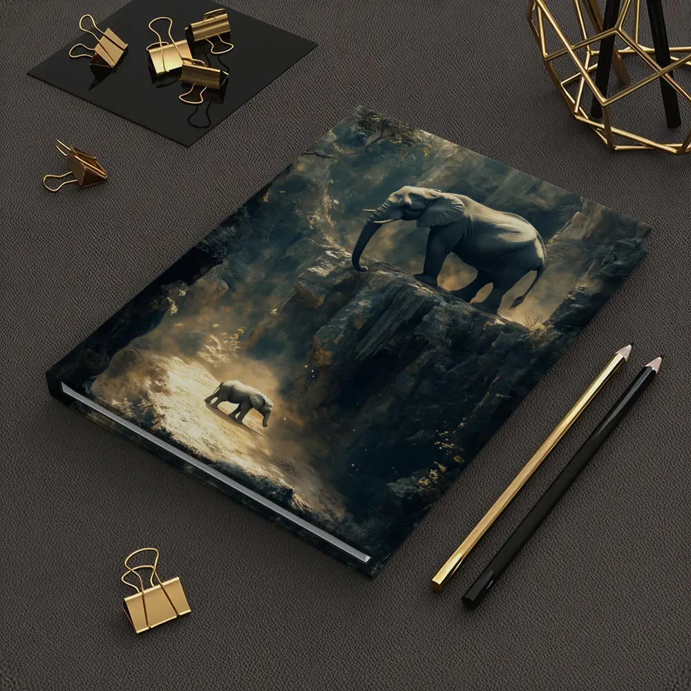 Elephants on Rocky Canyon Cliffs Surreal – Notebooks