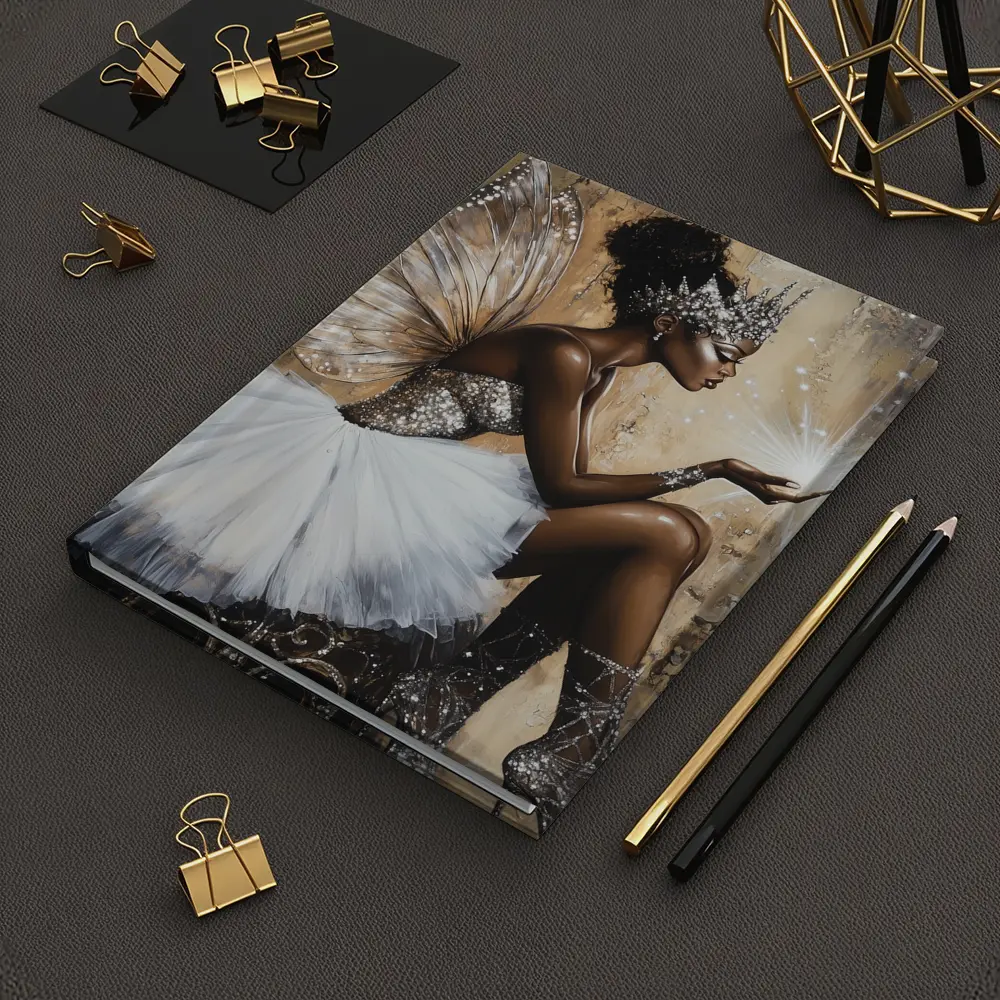Black Fairy Queen Glitter Wings Fantasy Art – Notebooks