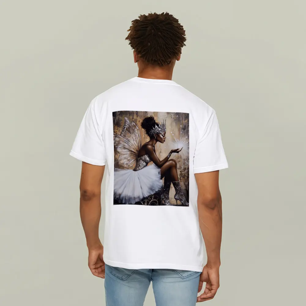 Black Fairy Queen Glitter Wings Fantasy Art – T-Shirts
