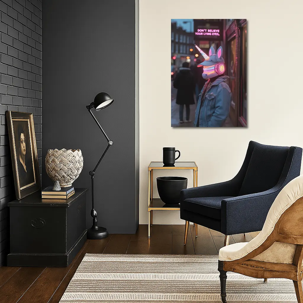 Neon Unicorn Street Art Urban Night – Wall Art