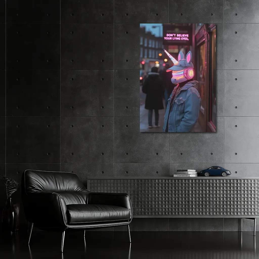 Neon Unicorn Street Art Urban Night – Wall Art