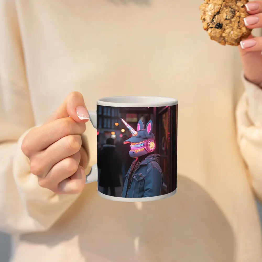 Neon Unicorn Street Art Urban Night – Mugs