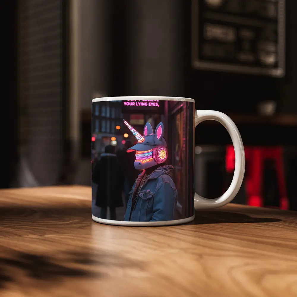 Neon Unicorn Street Art Urban Night – Mugs