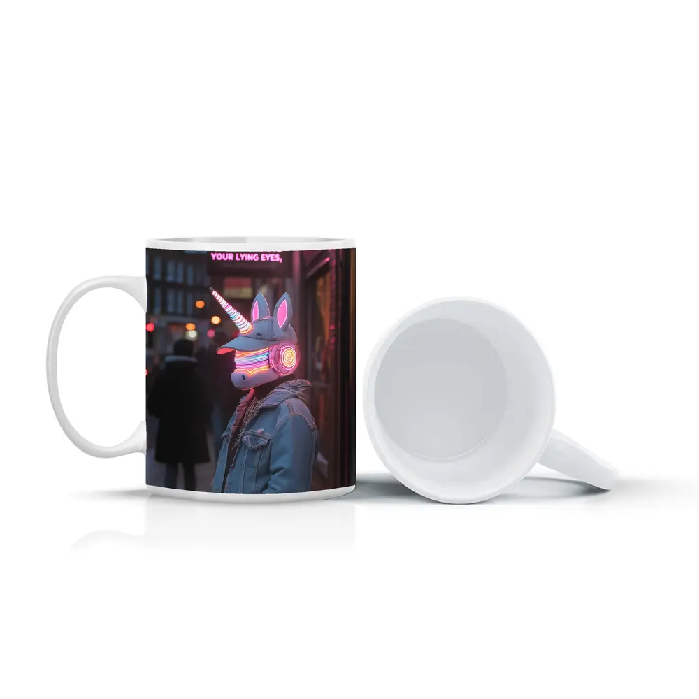Neon Unicorn Street Art Urban Night – Mugs