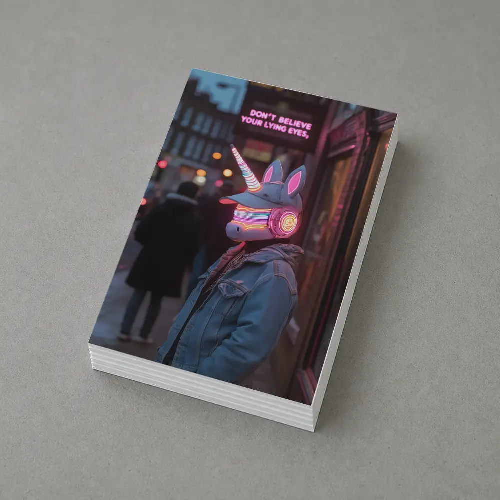 Neon Unicorn Street Art Urban Night – Postcards