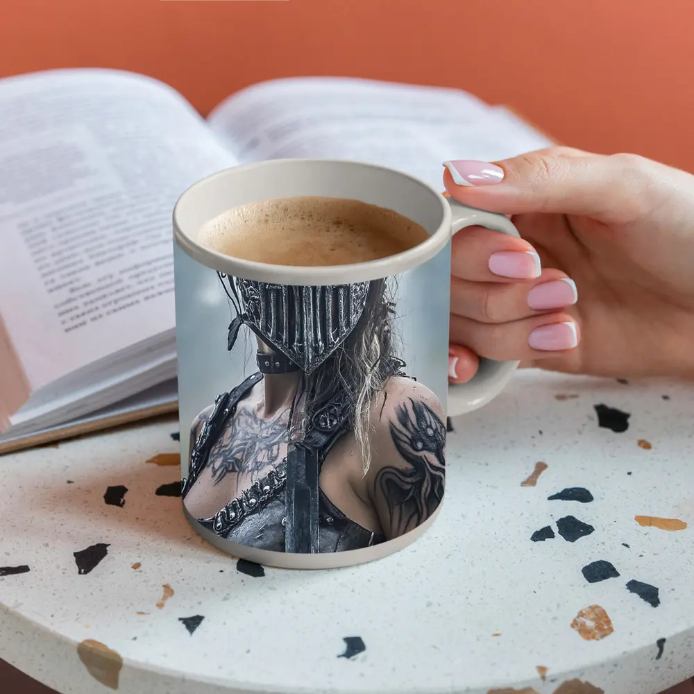 Armored Female Warrior Dark Misty Field – Mugs