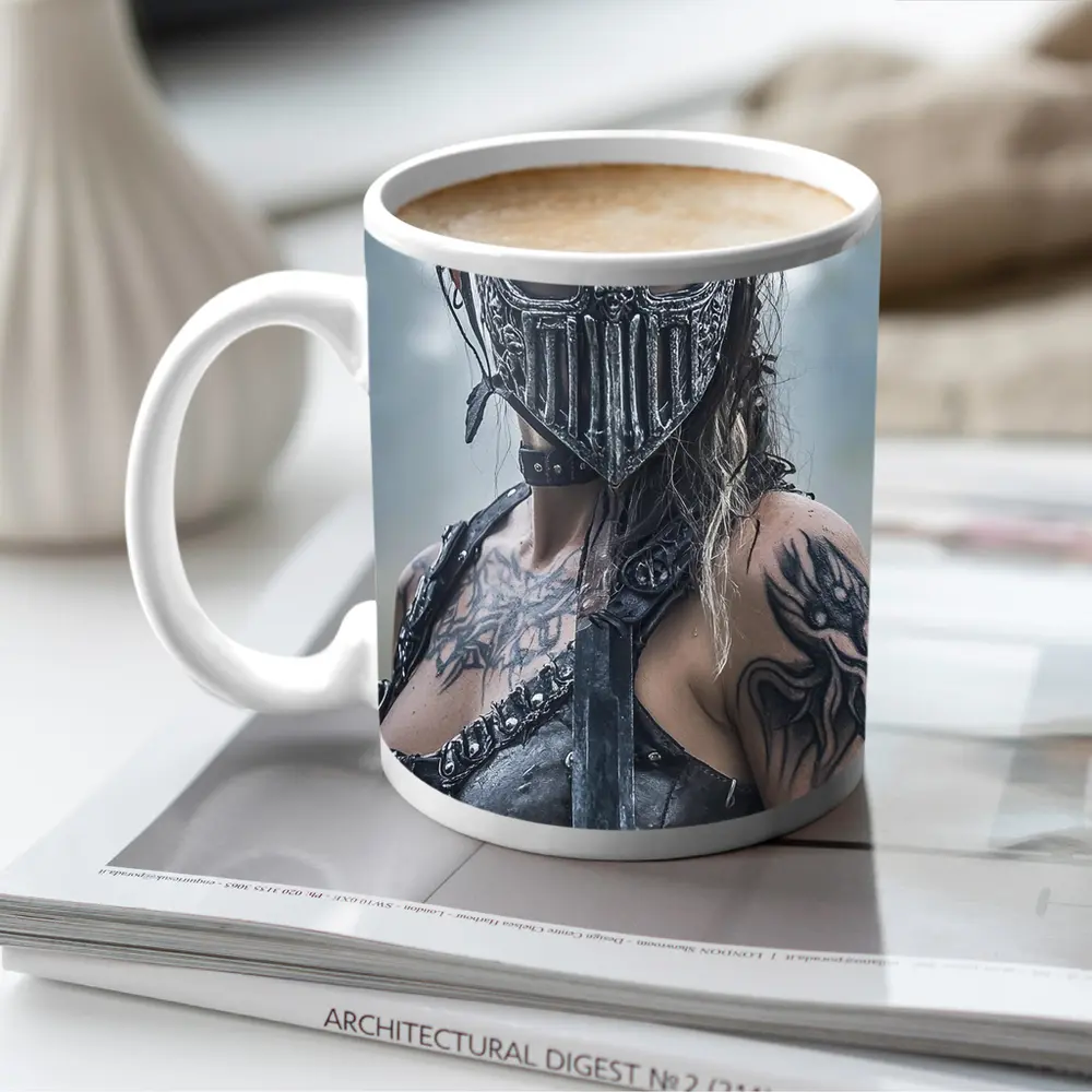 Armored Female Warrior Dark Misty Field – Mugs