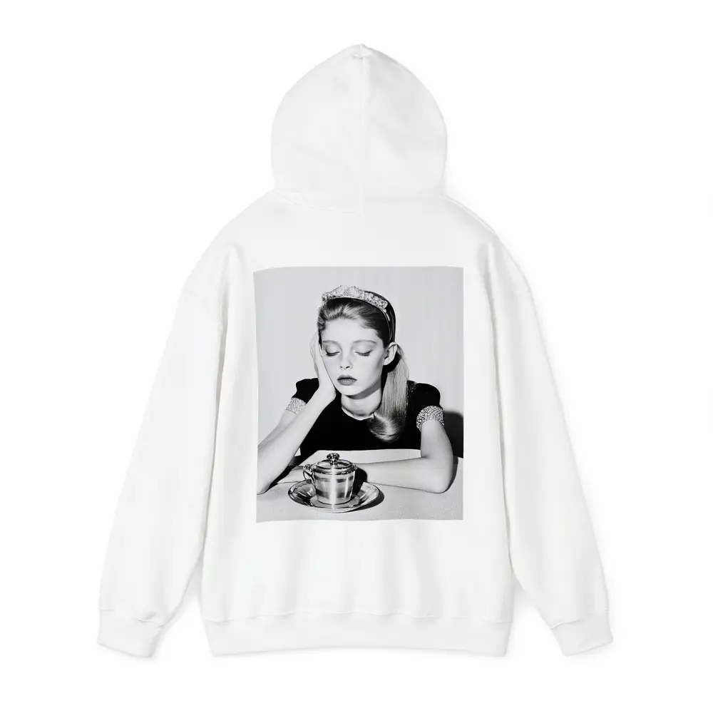 Black and White Retro Girl Tea Portrait – Hoodies