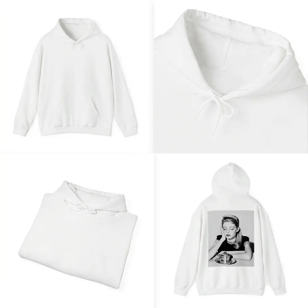 Black and White Retro Girl Tea Portrait – Hoodies