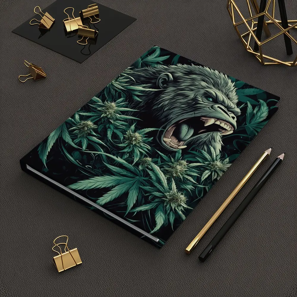 Roaring Gorilla Surrounded By Cannabis Leaves – Notebooks