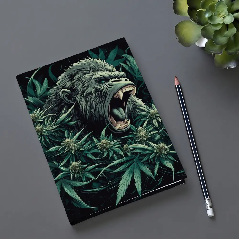 Roaring Gorilla Surrounded By Cannabis Leaves – Notebooks
